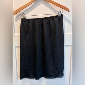 Vintage vanity fair satin black slip skirt medium